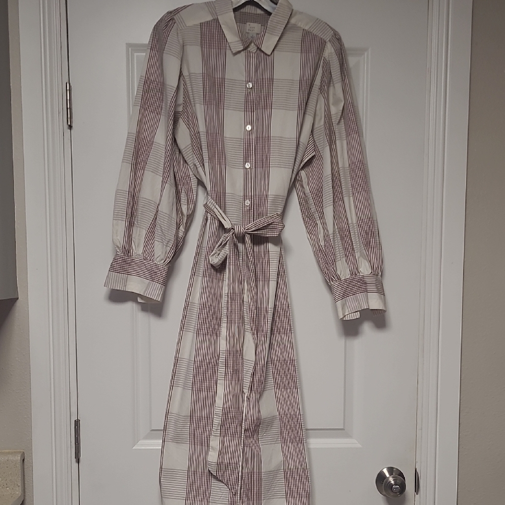 A New Day Tan Brown Long Sleeve Shirt Dress